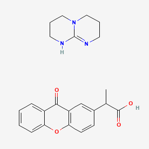 Chemical structure of 2-(9-Oxoxanthen-2-yl)propionic Acid 1,5,7-Triazabicyclo[4.4.0]dec-5-ene Salt