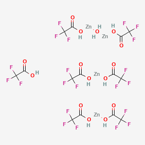 Chemical structure of Oxo[hexa(trifluoroacetato)]tetrazinc trifluoroacetic acid adduct