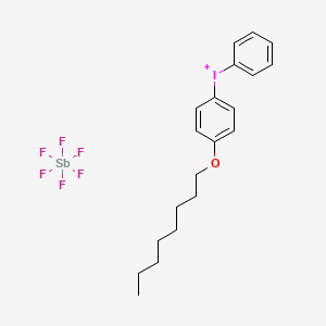 Chemical structure of (4-(Octyloxy)phenyl)(phenyl)iodonium hexafluorostibate(V)