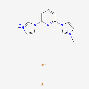 Chemical structure of 1,1'-(2,6-Pyridinediyl)bis(3-methylimidazolium) Dibromide