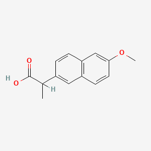 Chemical structure of (±)-2-(6-Methoxy-2-naphthyl)propionic Acid