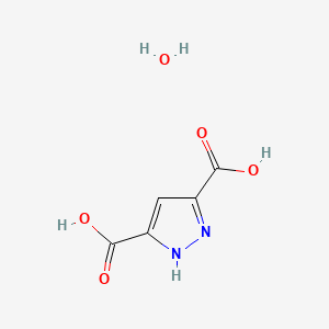Chemical structure of 3,5-Pyrazoledicarboxylic acid monohydrate