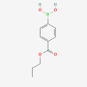 Chemical structure of (4-Propoxycarbonyl)phenylboronic acid(contains varying amounts of Anhydride)