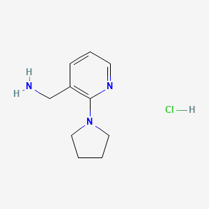 Chemical structure of (2-(Pyrrolidin-1-yl)pyridin-3-yl)methanamine hydrochloride