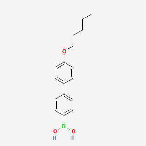 Chemical structure of 4'-Pentyloxybiphenyl-4-boronic Acid (contains varying amounts of Anhydride)