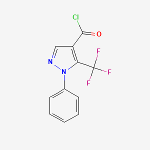 Chemical structure of 1-Phenyl-5-(trifluoromethyl)pyrazole-4-carbonylchloride