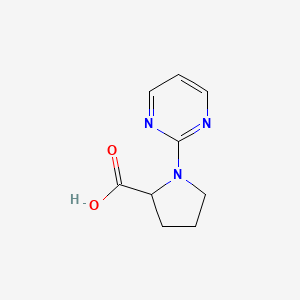 Chemical structure of 1-pyrimidin-2-ylpyrrolidine-2-carboxylic acid