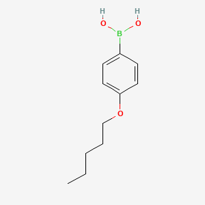 Chemical structure of 4-Pentyloxyphenylboronic Acid (contains varying amounts of Anhydride)
