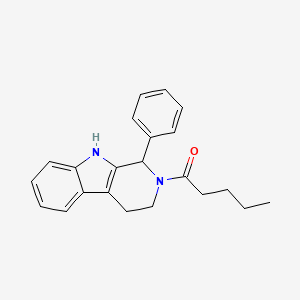 Chemical structure of 1-[1-Phenyl-3,4-dihydro-1H-pyrido[3,4-b]indol-2(9H)-yl]pentan-1-one