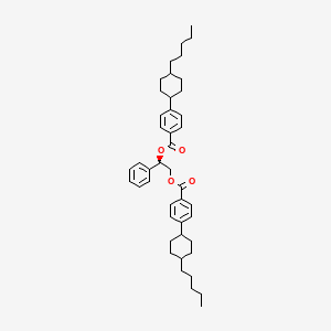 Chemical structure of (R)-1-Phenyl-1,2-ethanediyl Bis[4-(trans-4-pentylcyclohexyl)benzoate]