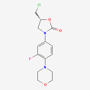 Chemical structure of (R)-5-(Chloromethyl)-3-(3-fluoro-4-morpholinophenyl)oxazolidin-2-one