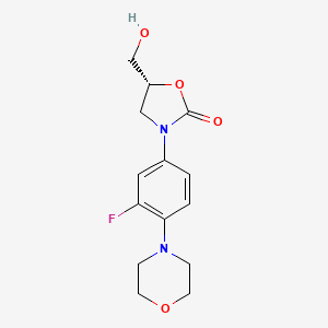 Chemical structure of (5R)-3-(3-Fluoro-4-(4-morpholinyl)phenyl)-5-hydroxymethyl-2-oxazolidione