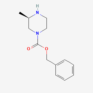 Chemical structure of (R)-Benzyl 3-methylpiperazine-1-carboxylate
