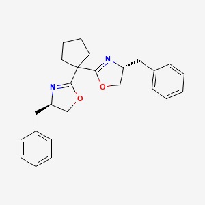 Chemical structure of (4R,4'R)-2,2'-Cyclopentylidenebis[4,5-dihydro-4-(phenylmethyl)oxazole]