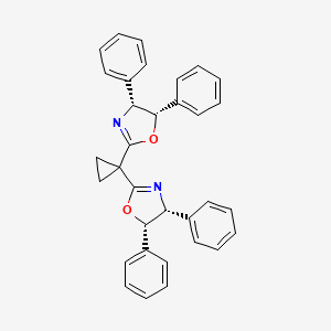 Chemical structure of (4R,4''R,5S,5''S)-2,2''-Cyclopropylidenebis[4,5-dihydro-4,5-diphenyloxazole]