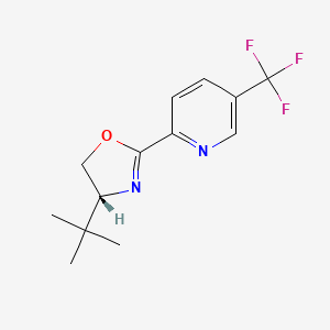 Chemical structure of 2-[(4R)-4-tert-Butyl-4,5-dihydro-2-oxazolyl]-5-(trifluoromethyl)pyridine