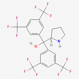 Chemical structure of (R)-Bis[3,5-bis(trifluoromethyl)phenyl](pyrrolidin-2-yl)methanol