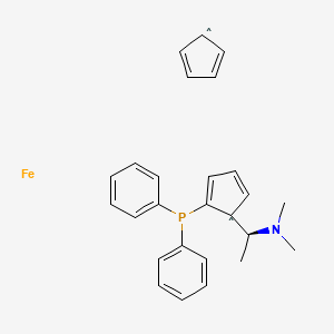 Chemical structure of (S)-(+)-N,N-Dimethyl-1-(2-diphenylphosphino)ferrocenylethyla