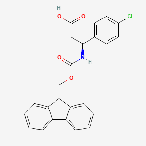 Chemical structure of (S)-3-(4-Chlorophenyl)-3-(Fmoc-amino)propionic acid