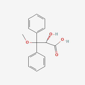 Chemical structure of (S)-2-Hydroxy-3-methoxy-3,3-diphenylpropionic Acid