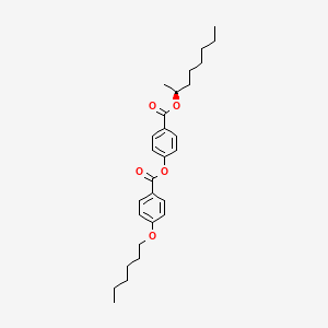 Chemical structure of 4-[4-(Hexyloxy)benzoyloxy]benzoic Acid (S)-2-Octyl Ester