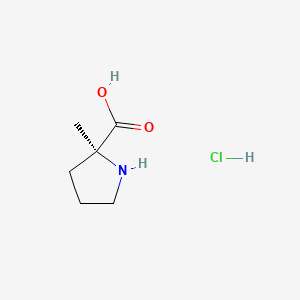 Chemical structure of (2S)-2-methylpyrrolidine-2-carboxylic acid hydrochloride
