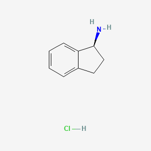 Chemical structure of (S)-2,3-Dihydro-1H-inden-1-amine hydrochloride