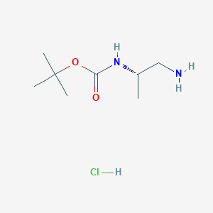 Chemical structure of (S)-tert-Butyl (1-aminopropan-2-yl)carbamate hydrochloride