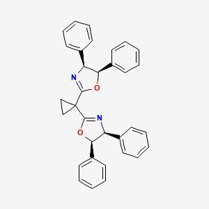 Chemical structure of (4S,4'S,5R,5'R)-2,2'-Cyclopropylidenebis[4,5-dihydro-4,5-diphenyloxazole]
