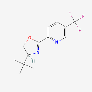 Chemical structure of 2-[(4S)-4-tert-Butyl-4,5-dihydro-2-oxazolyl]-5-(trifluoromethyl)pyridine