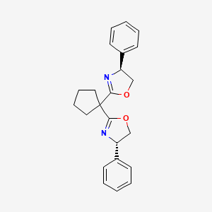 Chemical structure of (4S,4''S)-2,2''-Cyclopentylidenebis[4,5-dihydro-4-phenyloxazole]