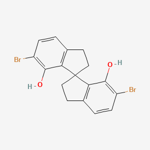 Chemical structure of (S)-6,6'-Dibromo-2,2',3,3'-tetrahydro-1,1'-spirobi[1H-indene]-7,7'-diol