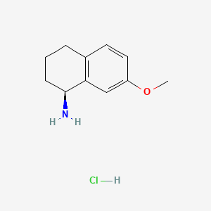 Chemical structure of (1S)-7-methoxy-1,2,3,4-tetrahydronaphthalen-1-amine hydrochloride