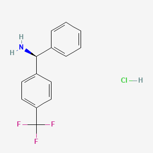Chemical structure of (S)-Phenyl(4-(trifluoromethyl)phenyl)methanamine hydrochloride