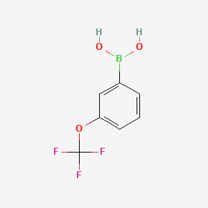 Chemical structure of 3-(Trifluoromethoxy)phenylboronic Acid (contains varying amounts of Anhydride)
