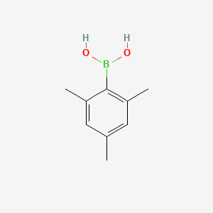 Chemical structure of 2,4,6-Trimethylphenylboronic acid(contains varying amounts of Anhydride)