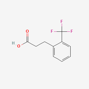 Chemical structure of 2-(Trifluoromethyl)benzenepropanoic acid