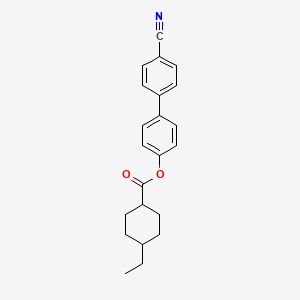 Chemical structure of trans-4’-cyano[1,1’-biphenyl]-4-yl 4-ethylcyclohexanecarboxylate