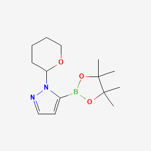 Chemical structure of 1-(Tetrahydro-2H-pyran-2-yl)-1H-pyrazole-5-boronic acid pinacol ester