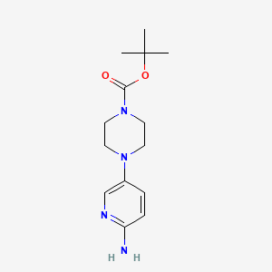 Chemical structure of 4-(6-Amino-3-pyridyl)piperazine-1-carboxylic Acid tert-Butyl Ester