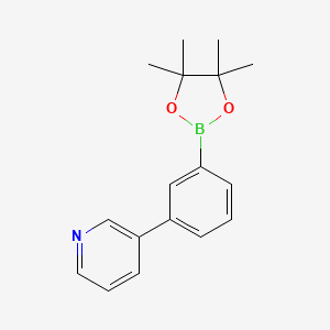 Chemical structure of 3-[3-(4,4,5,5-Tetramethyl-1,3,2-dioxaborolan-2-yl)phenyl]pyridine