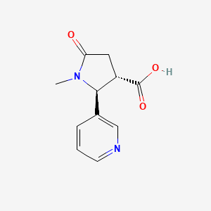 Chemical structure of trans-1-Methyl-4-carboxy-5-(3-pyridyl)-2-pyrrolidinone