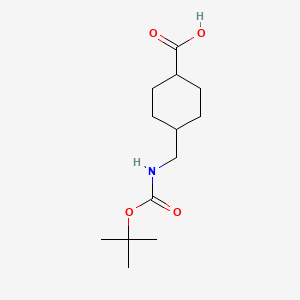 Chemical structure of trans-4-(tert-Butoxycarbonylaminomethyl)cyclohexanecarboxylic Acid