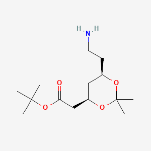 Chemical structure of tert-Butyl 2-[(4R,6R)-6-(2-Aminoethyl)-2,2-dimethyl -1,3-dioxan-4-yl]acetate