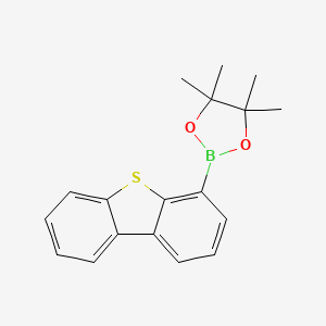 Chemical structure of 4-(4,4,5,5-Tetramethyl-1,3,2-dioxaborolan-2-yl)dibenzothiophene