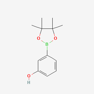Chemical structure of 3-(4,4,5,5-Tetramethyl-1,3,2-dioxaborolan-2-yl)phenol