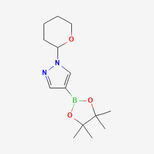 Chemical structure of 1-(Tetrahydro-2H-pyran-2-yl)-1H-pyrazole-4-boronic acid pinacol ester