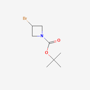 Chemical structure of tert-butyl 3-bromoazetidine-1-carboxylate