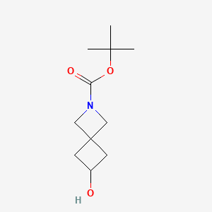 Chemical structure of tert-butyl 6-hydroxy-2-azaspiro[3.3]heptane-2-carboxylate