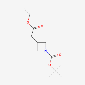 Chemical structure of tert-butyl 3-(2-ethoxy-2-oxoethyl)azetidine-1-carboxylate